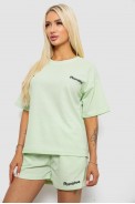 Костюм женский футболка и шорты с принтом, цвет мятный, 221R6814 - фото № 2