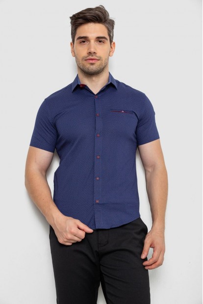 Рубашка мужская с принтом, цвет джинс, 214R7143