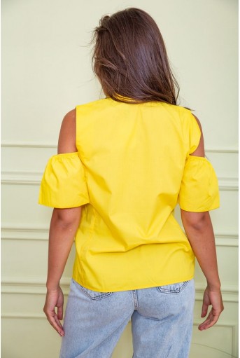 Купити Ошатна блуза з рюшею, жовтого кольору, 172R23-1 - Фото №4