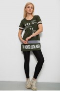 Футболка женская с принтом, цвет хаки, 244R2081 - фото № 1