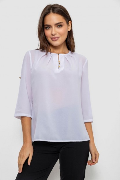 Блуза однотонна  -уцінка, колір білий, 230R1121-8-U