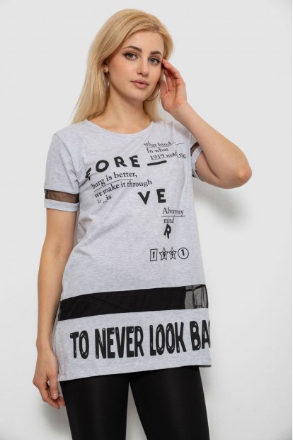Футболка жіноча з принтом, колір сірий, 244R2081