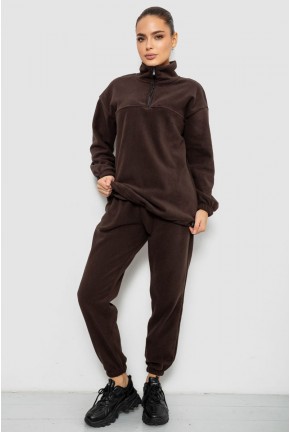 Спортивний костюм жіночий на флісі, колір шоколадний, 241R2007
