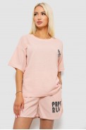 Жіночий костюм футболка та шорти трикотаж, колір персиковий, 221R6815 - фото № 0