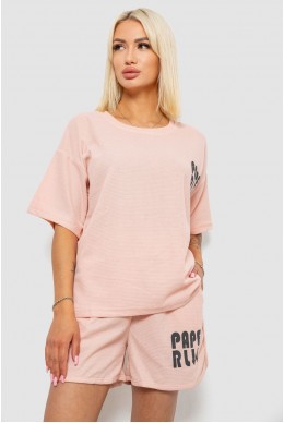 Жіночий костюм футболка та шорти трикотаж, колір персиковий, 221R6815