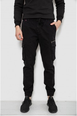 Штани чоловічі однотонні, колір чорний, 244R1641