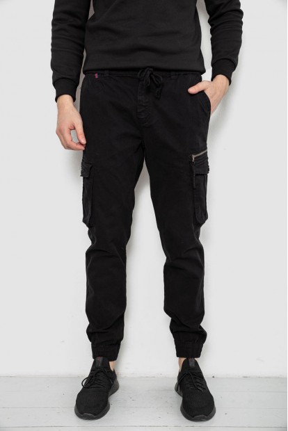 Штани чоловічі однотонні, колір чорний, 244R1641