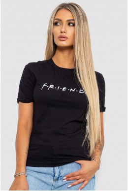 Футболка жіноча з принтом  -уцінка, колір чорний, 238R57396-U-4
