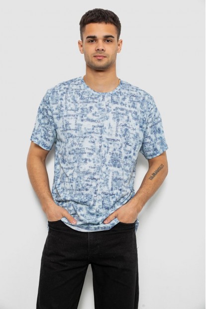 Футболка мужская с принтом, цвет джинс, 244R5552-5