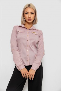 Рубашка классическая в полоску, цвет пудровый, 230R646