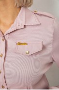 Рубашка классическая в полоску, цвет пудровый, 230R646 оптом - фото № 4
