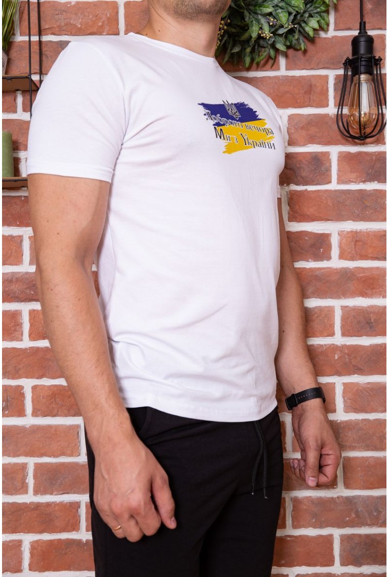 Купить Мужская футболка с патриотическим принтом цвет Белый 155R003 - Фото №3