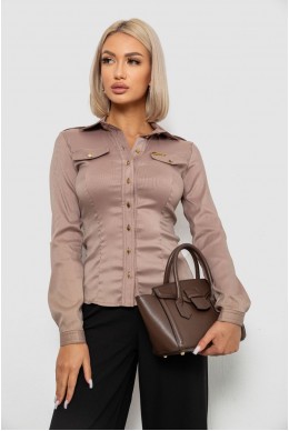 Рубашка классическая в полоску, цвет бежевый, 230R646