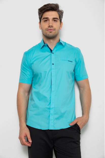 Рубашка мужская однотонная  -уценка, цвет бирюзовый, 214R7118-U
