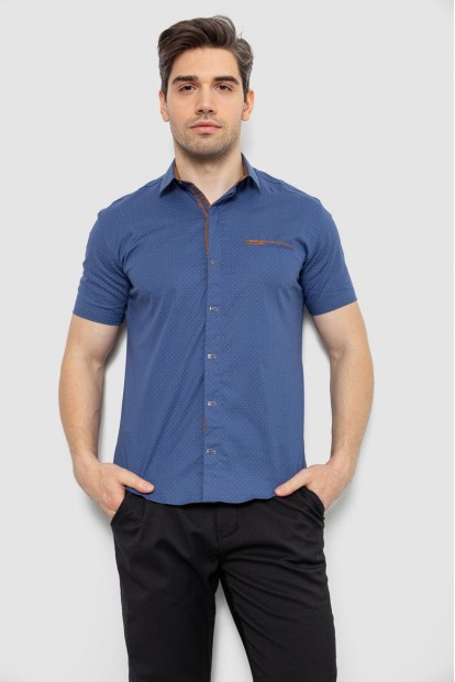 Мужская рубашка с принтом, цвет синий, 186R7015