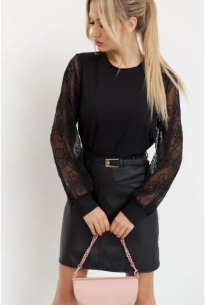 Блуза жіноча ошатна, колір чорний, 204R005