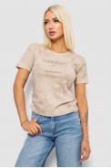 Футболка женская с принтом, цвет светло-бежевый, 221R3308 - фото № 2