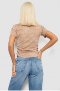 Футболка женская с принтом, цвет бежевый, 221R3308 - фото № 3
