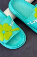 Шлепанцы женские с аппликацией, цвет бирюзовый, 243R5028-1 - фото № 2