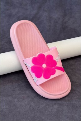 Шлепанцы женские с аппликацией, цвет розовый, 243R5028-1