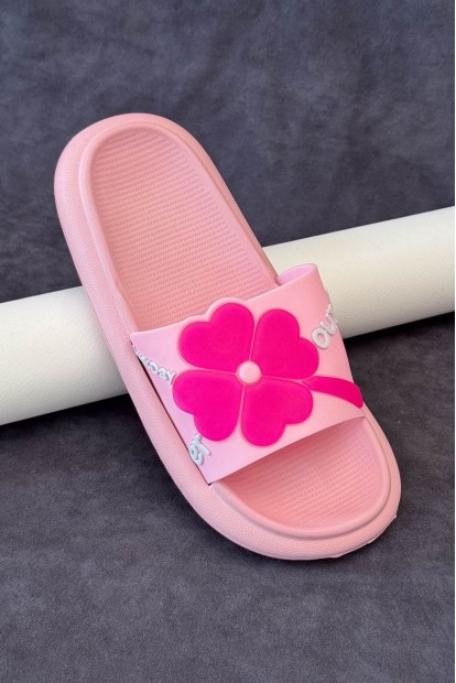 Шлепанцы женские с аппликацией, цвет розовый, 243R5028-1
