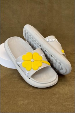 Шлепанцы женские с аппликацией, цвет серый, 243R5028-1