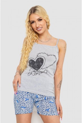Пижама женская с принтом, цвет серый, 238R3144
