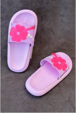 Шлепанцы женские с аппликацией, цвет сиреневый, 243R5028-1