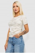 Футболка женская с принтом, цвет кремовый, 221R3308 - фото № 2