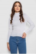 Водолазка женская в рубчик  -уценка, цвет белый, 214R91306-U-35 - фото № 0