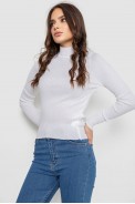 Водолазка женская в рубчик  -уценка, цвет белый, 214R91306-U-35 - фото № 2