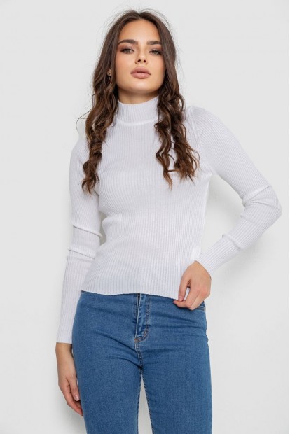 Водолазка жіноча в рубчик  -уцінка, колір білий, 214R91306-U-35