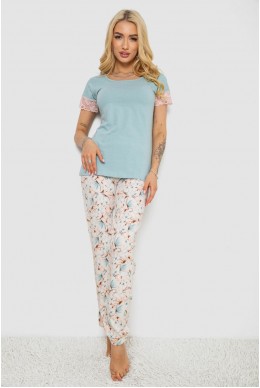 Піжама жіноча з принтом  -уцінка, колір оливковий, 243R1484-005-U-1