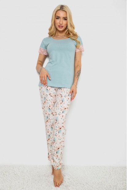 Піжама жіноча з принтом  -уцінка, колір оливковий, 243R1484-005-U-1