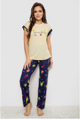 Піжама жіноча з принтом  -уцінка, колір жовтий, 243R2122-U-1