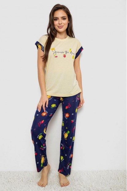 Піжама жіноча з принтом  -уцінка, колір жовтий, 243R2122-U-1