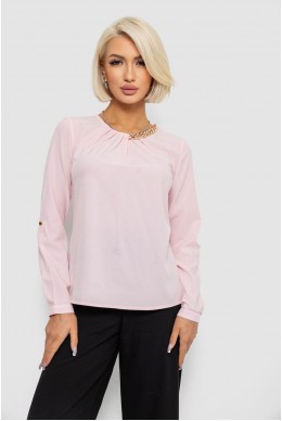 Блуза однотонна  -уцінка, колір світло-рожевий, 230R306-U-101