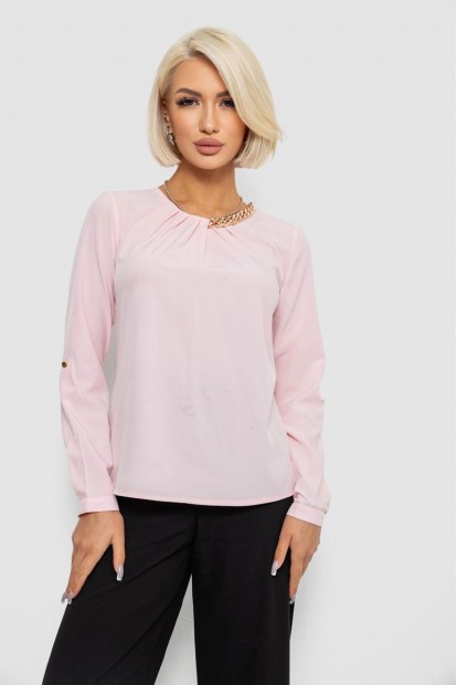 Блуза однотонна  -уцінка, колір світло-рожевий, 230R306-U-101