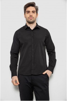 Рубашка мужская однотонная с принтом, цвет черный, 186R6918-6