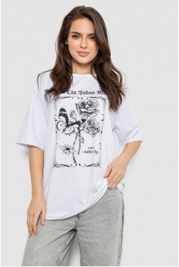 Футболка жіноча з принтом, колір білий, 244R2009