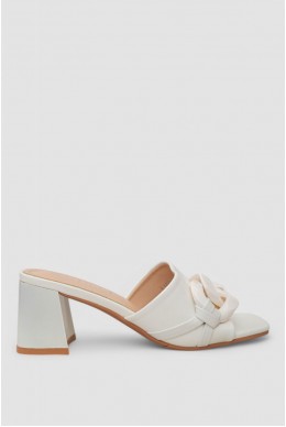 Шльопанці на підборах мюлі  -уцінка, колір білий, 248RL142-U-1
