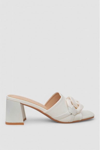 Шльопанці на підборах мюлі  -уцінка, колір білий, 248RL142-U-1