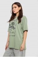 Футболка женская с принтом, цвет оливковый, 244R2009 - фото № 2