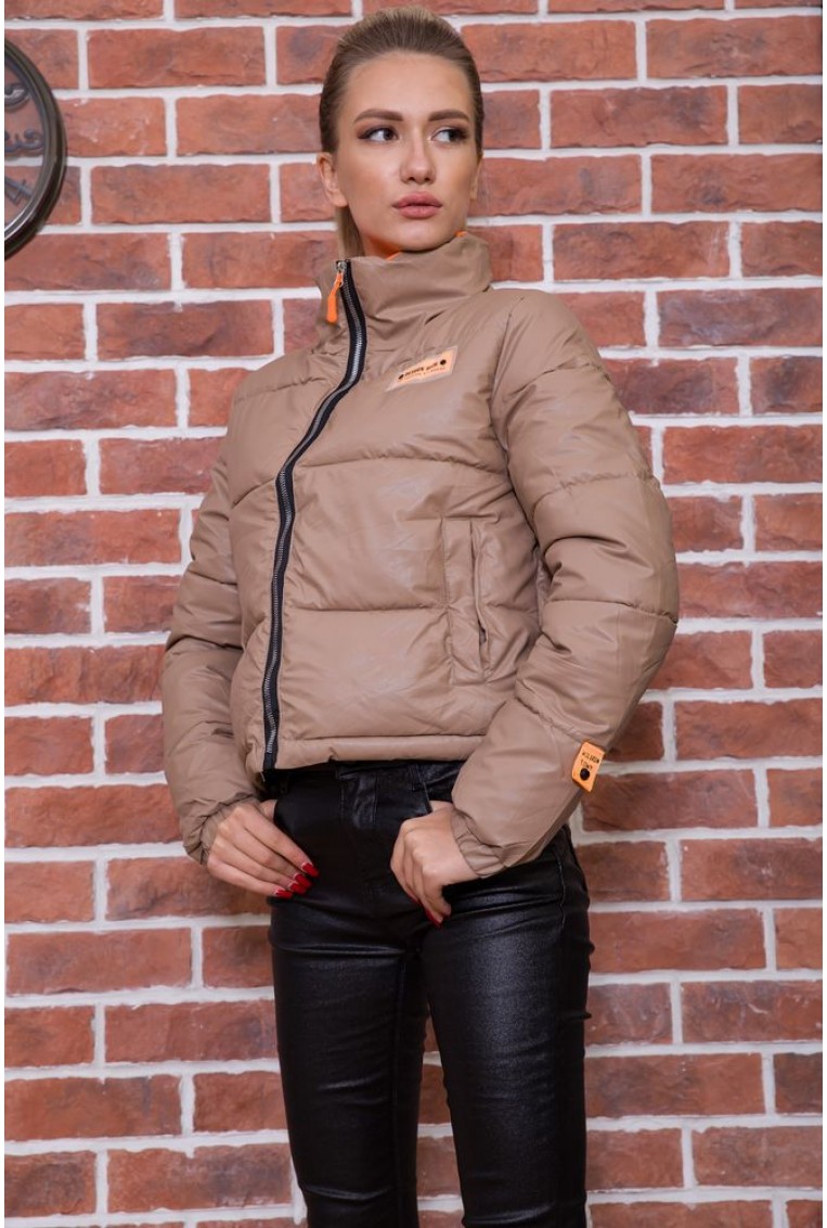 Купить Демисезонная женская куртка из эко-кожи бежевая 182R2809 - Фото №2