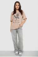 Футболка женская с принтом, цвет бежевый, 244R2009 - фото № 1