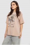 Футболка женская с принтом, цвет бежевый, 244R2009 - фото № 2