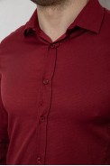 Рубашка мужская однотонная с принтом, цвет бордовый, 186R6918-6 - фото № 4