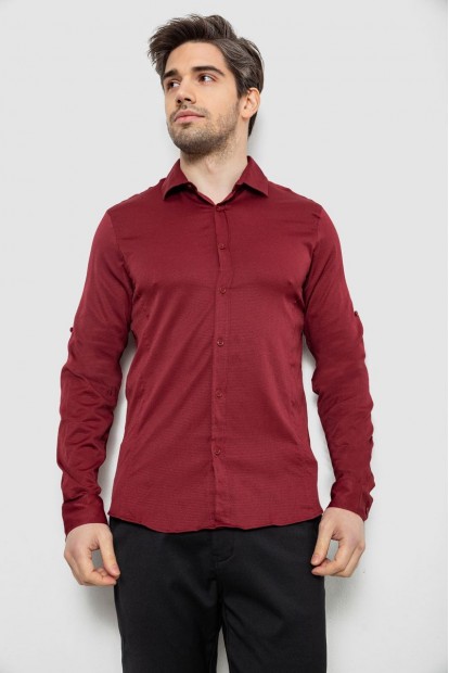 Рубашка мужская однотонная с принтом, цвет бордовый, 186R6918-6