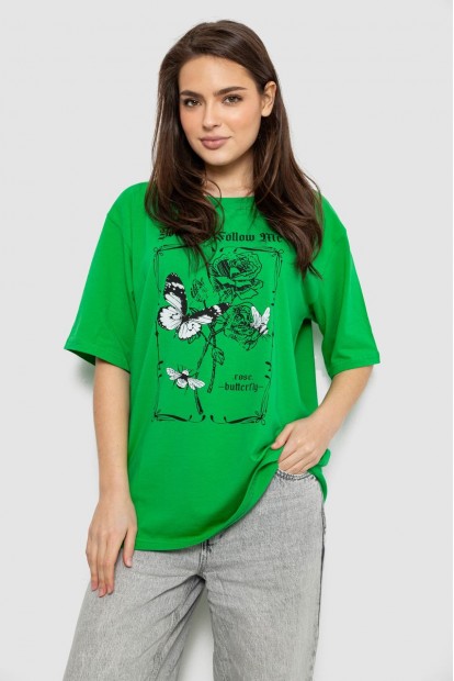 Футболка жіноча з принтом, колір зелений, 244R2009