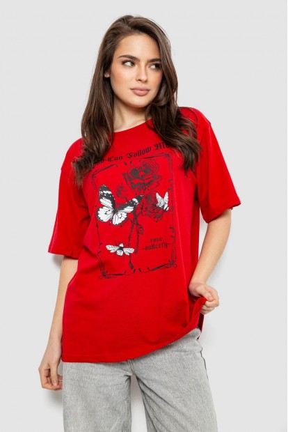 Футболка жіноча з принтом, колір червоний, 244R2009